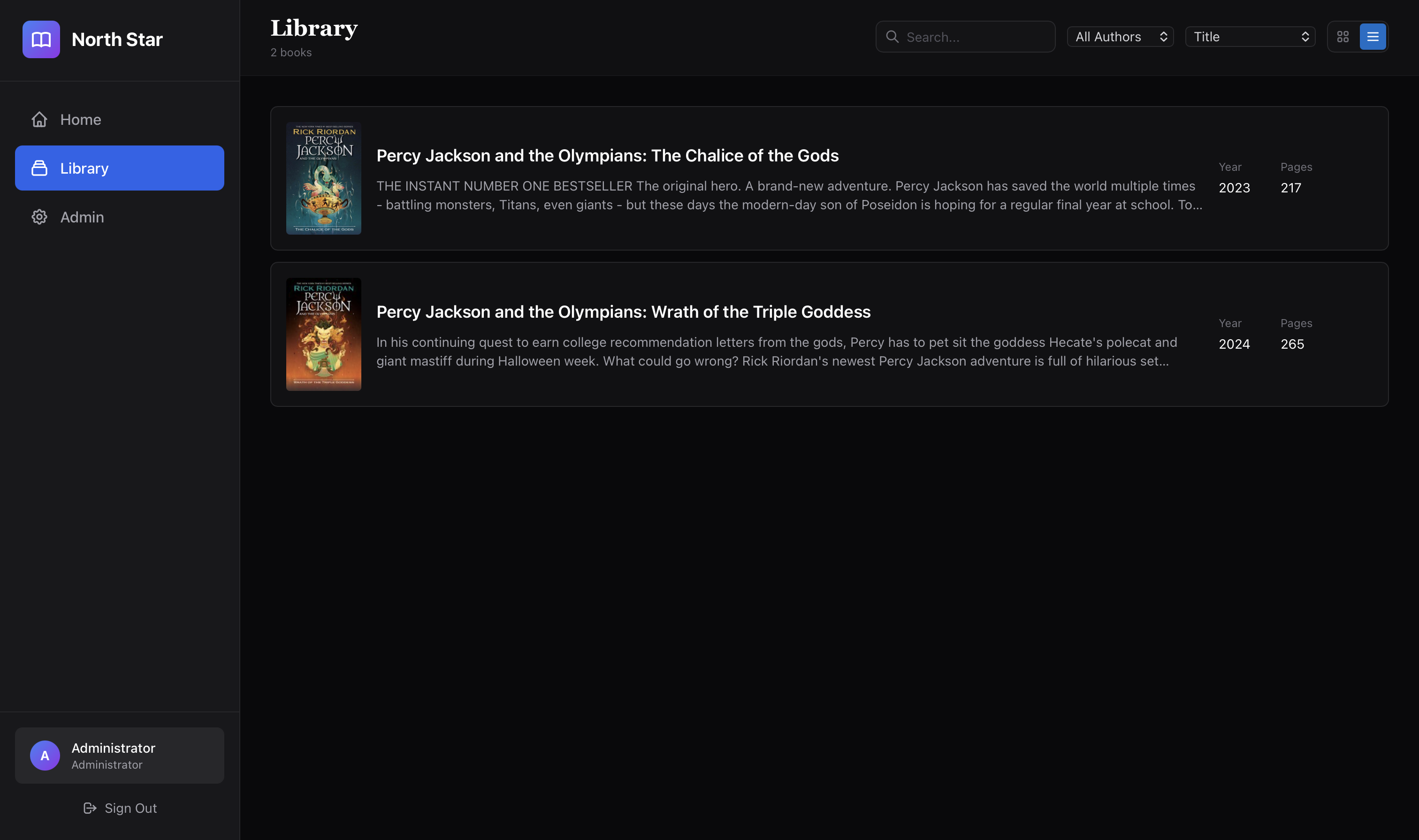 North Star Library View