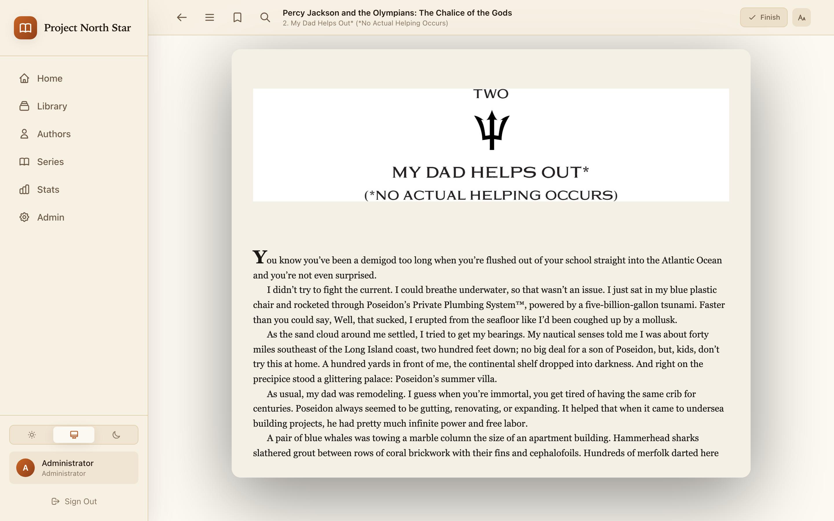 North Star in-browser EPUB reader, light theme