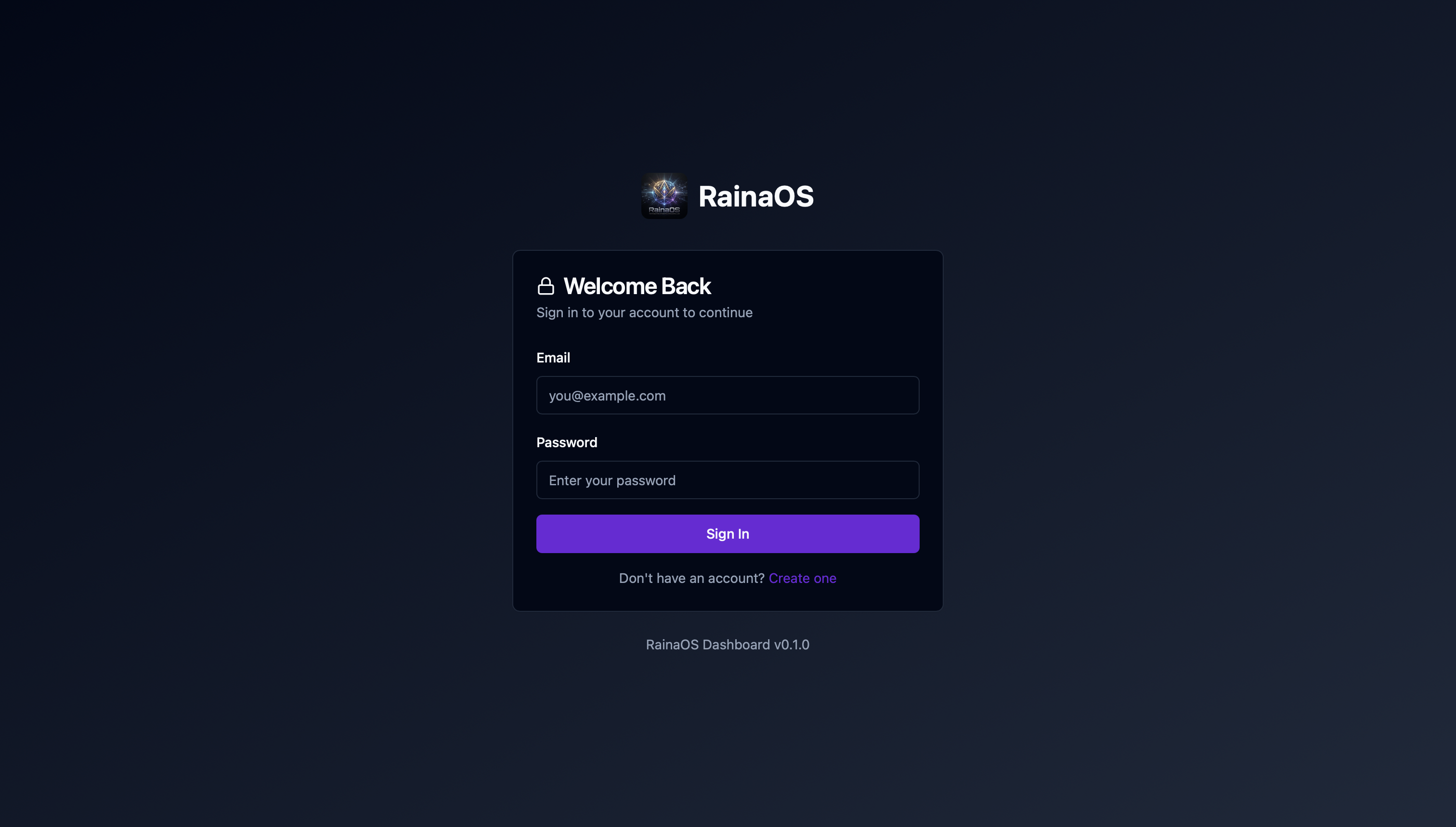 RainaOS Login Screen