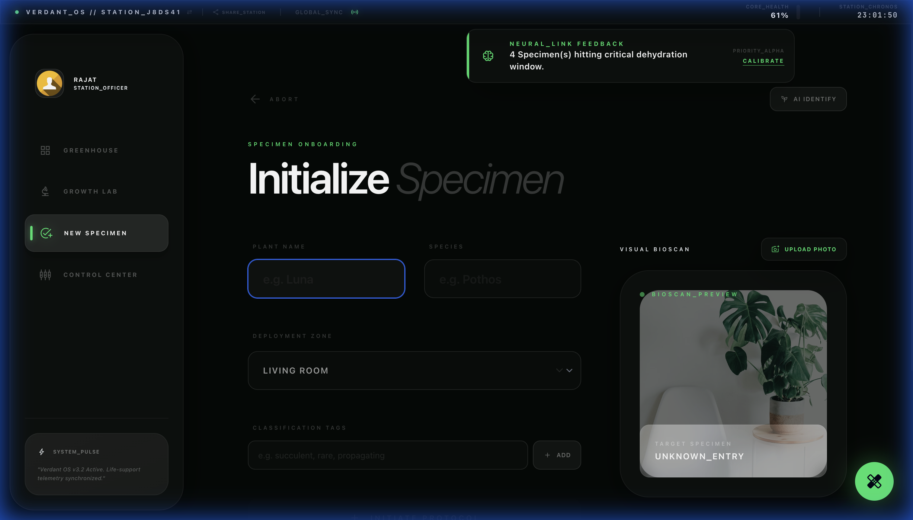 Specimen Onboarding & Bioscan