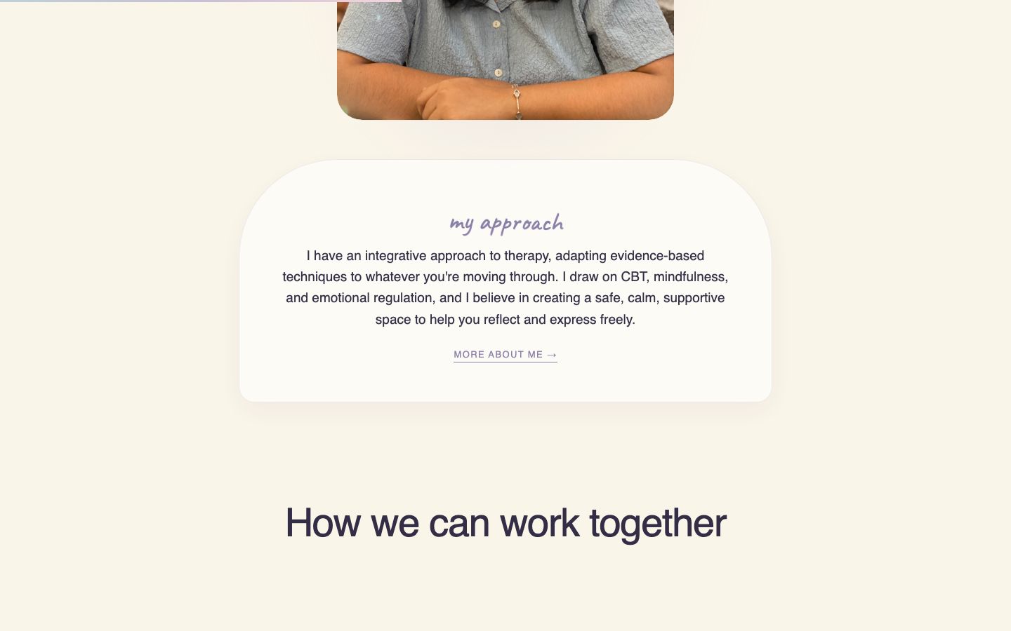 Vismaya Kulkarni website content sections